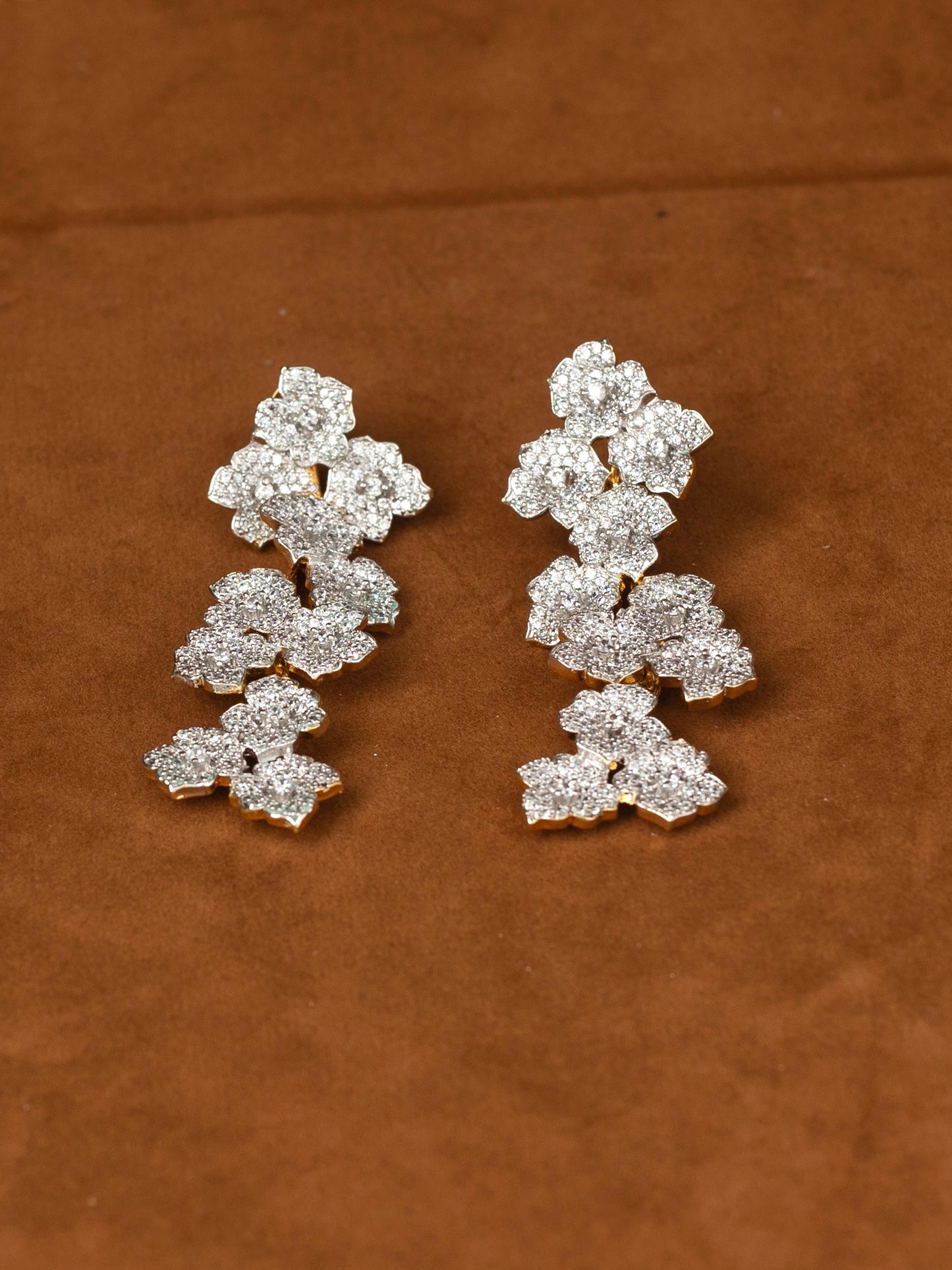 EESHA FLOWER CLUSTER CZ EARRINGS