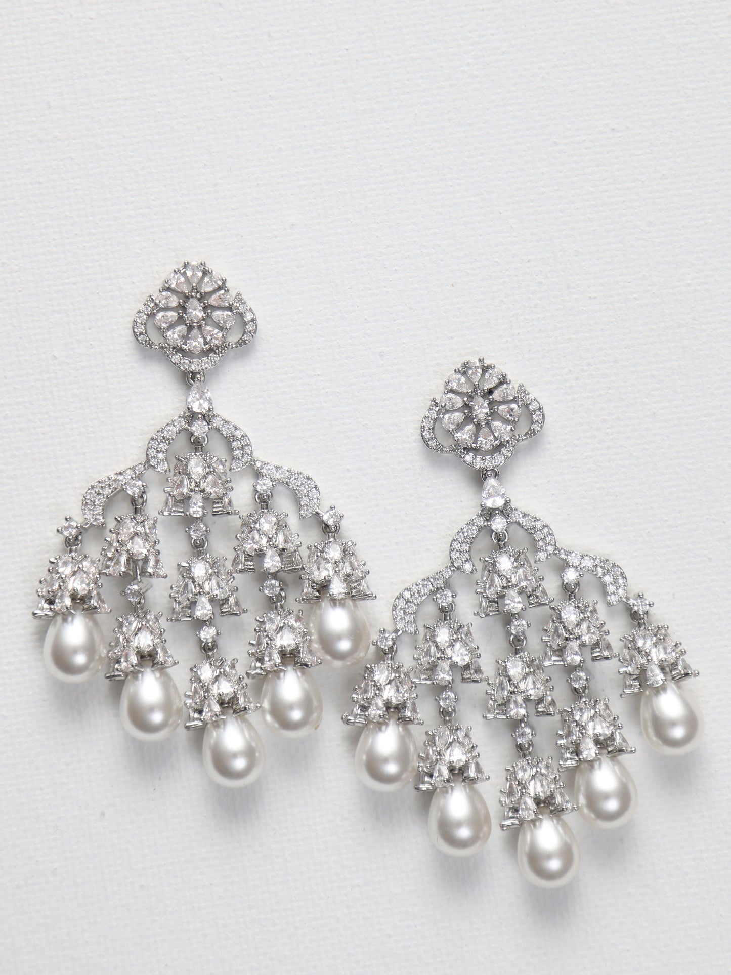 The Geneviève Cz and pearl Tassel Earrings