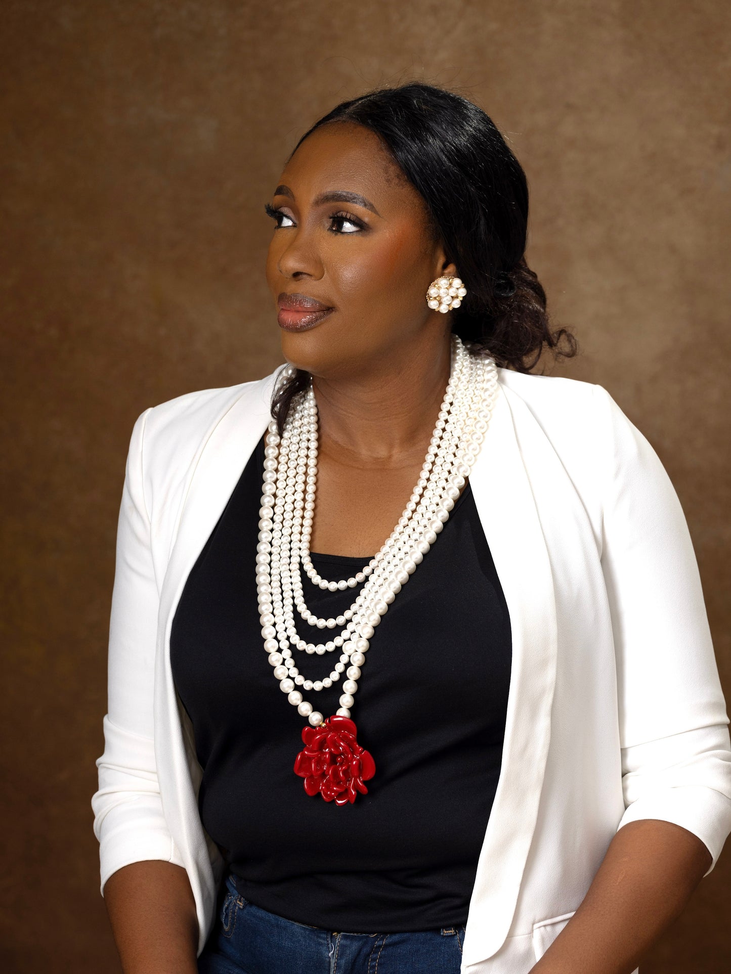 SARAFINA Pearl Statement Set – Handmade Layered Necklace & Earrings