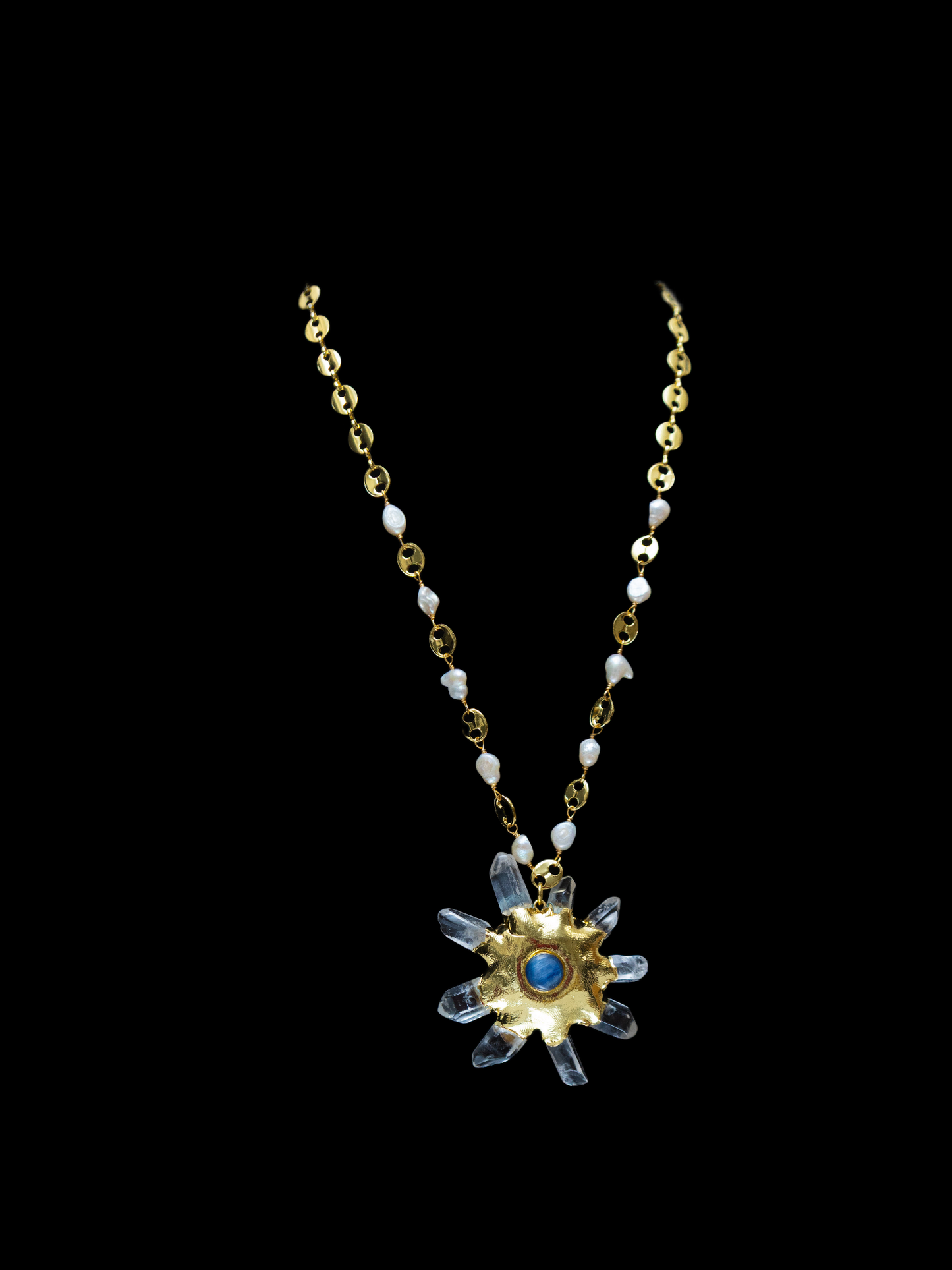 The SOLARA Crystal and Pearl Necklace and Pendant