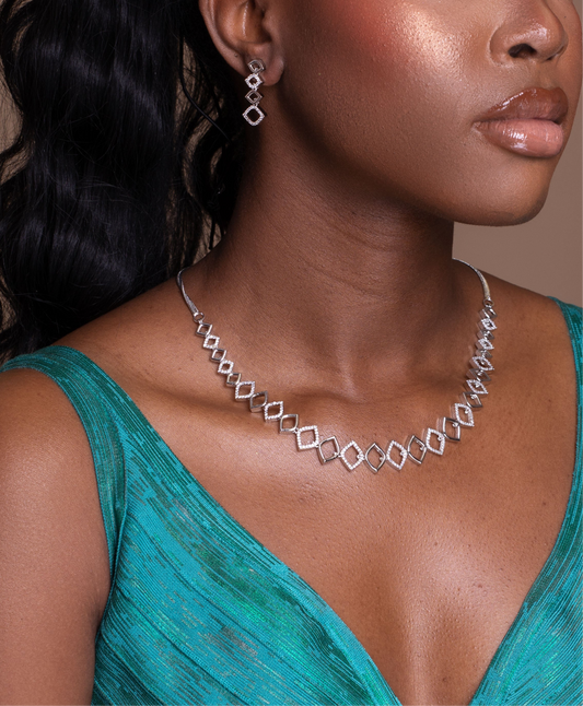 Nisha Indian Cz Necklace and Earring at