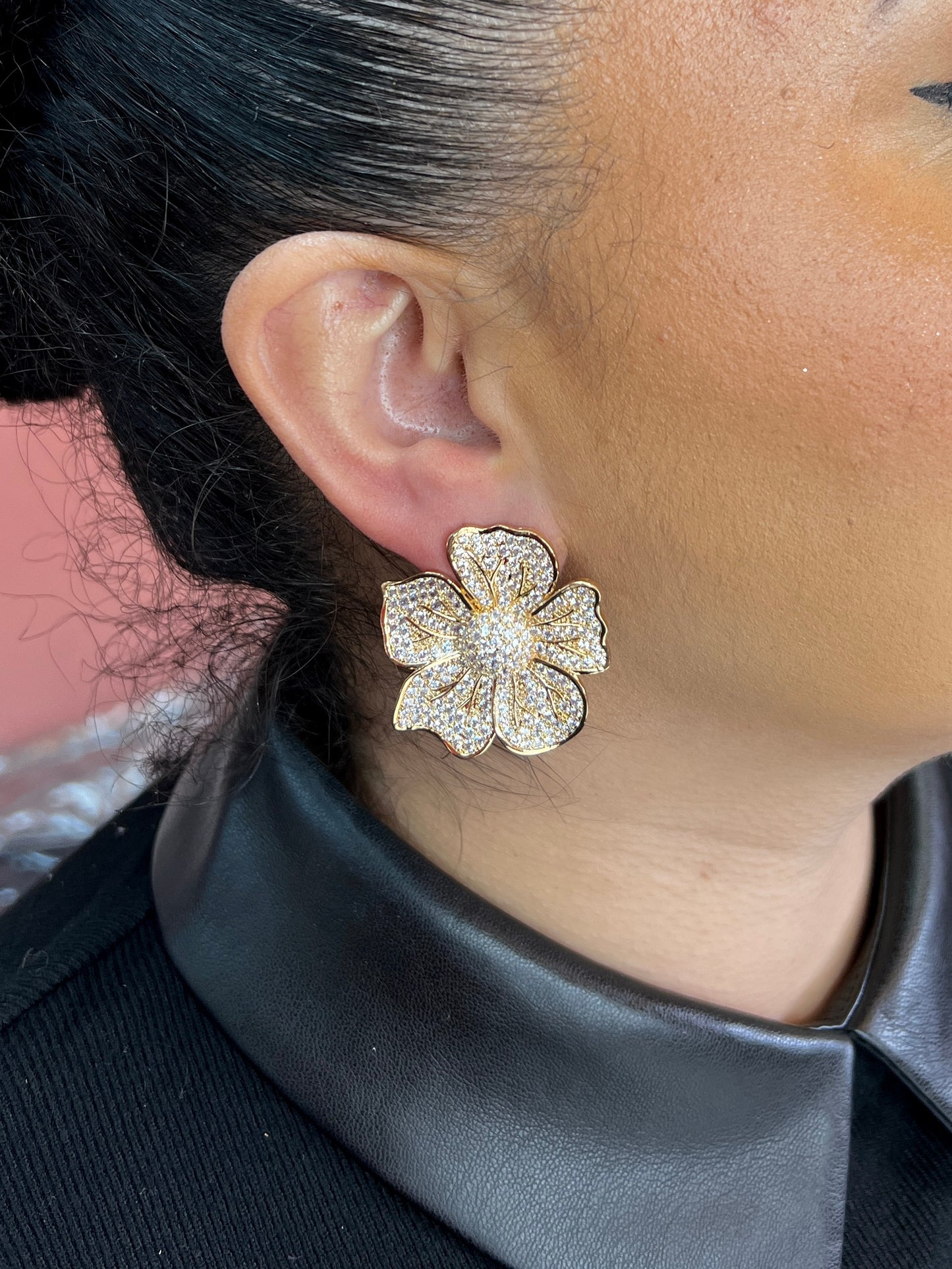 Flower Power Large Stud CZ Earrings