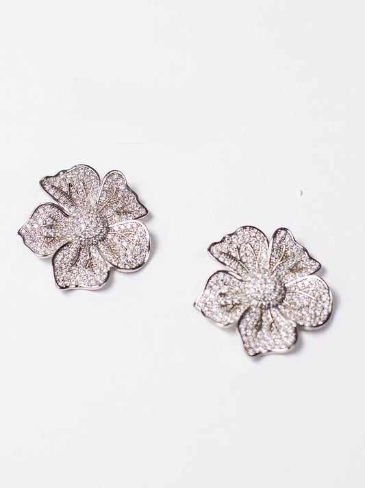 Flower Power Large Stud CZ Earrings