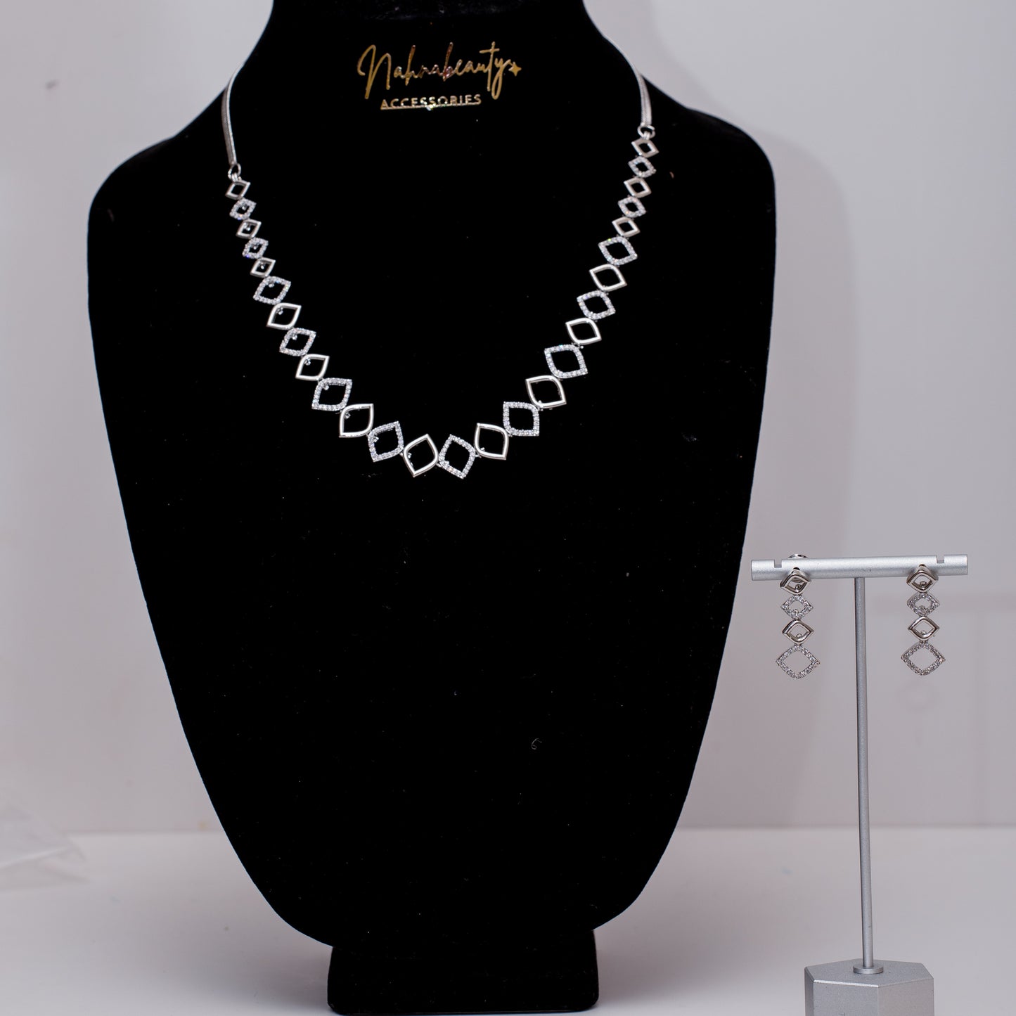 Nisha Indian Cz Necklace and Earring at