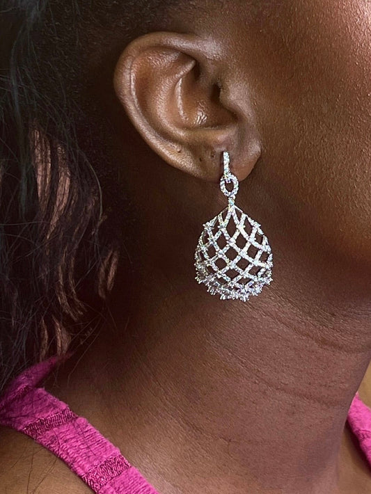 The Cara Indian Cz Bridal Earrings .