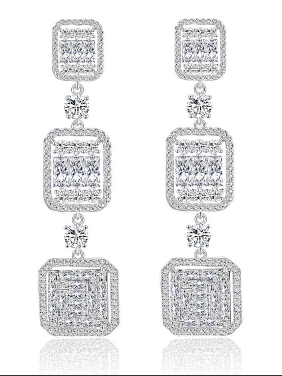 Long square Zirconia earrings