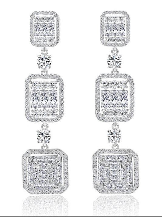 Long square Zirconia earrings