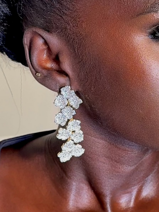 EESHA FLOWER  CLUSTER CZ EARRINGS