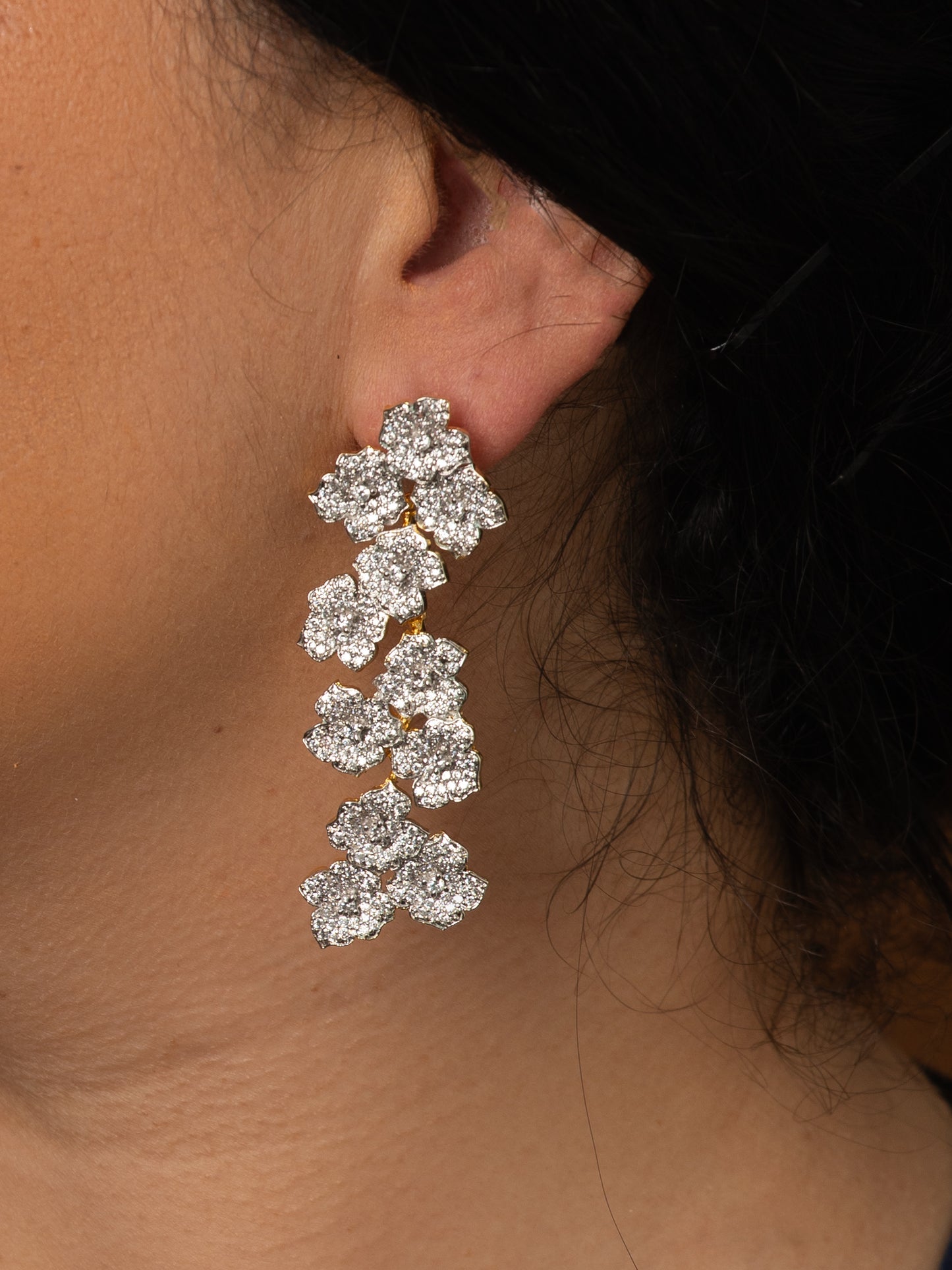 EESHA FLOWER  CLUSTER CZ EARRINGS
