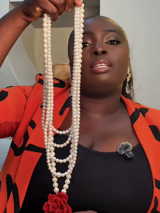 SARAFINA Pearl Statement Set – Handmade Layered Necklace & Earrings